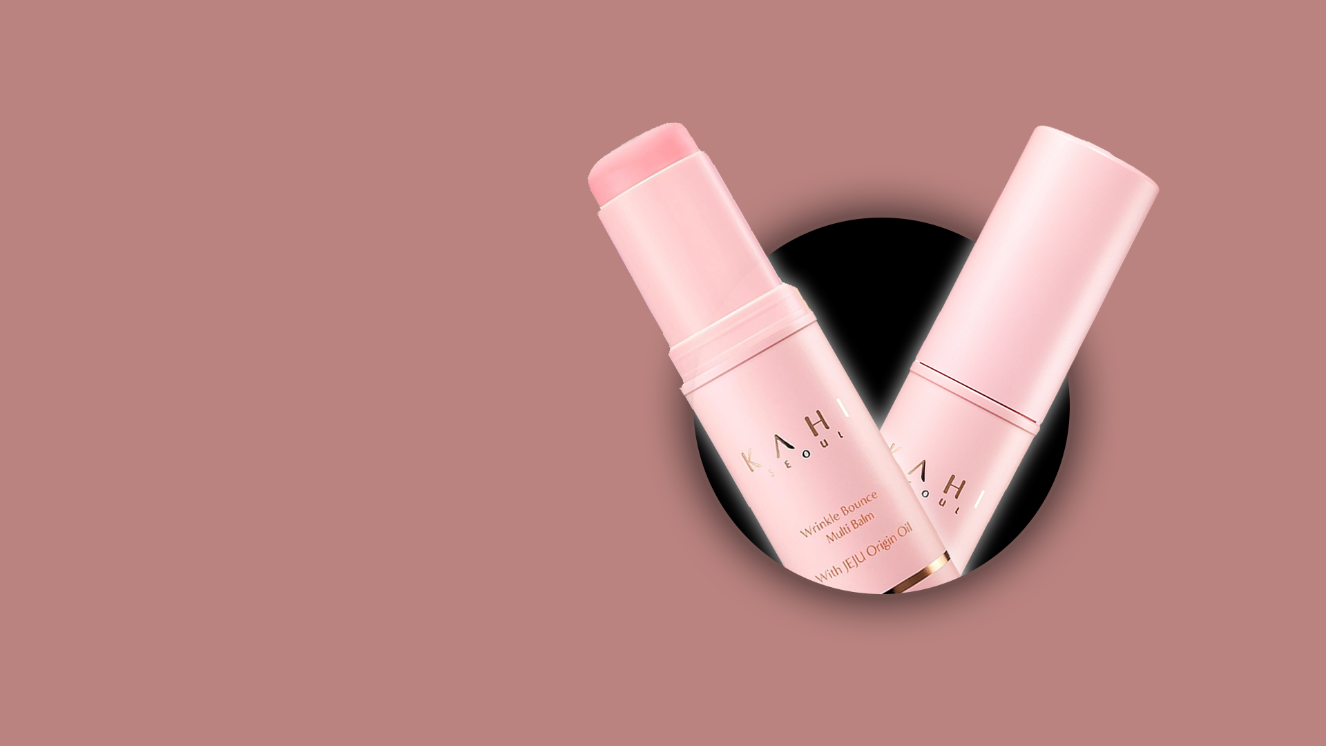 Pink KAHI Seoul Wrinkle Bounce Multi Balm stick for instant hydration, glow, and wrinkle care on the go in the UAE.