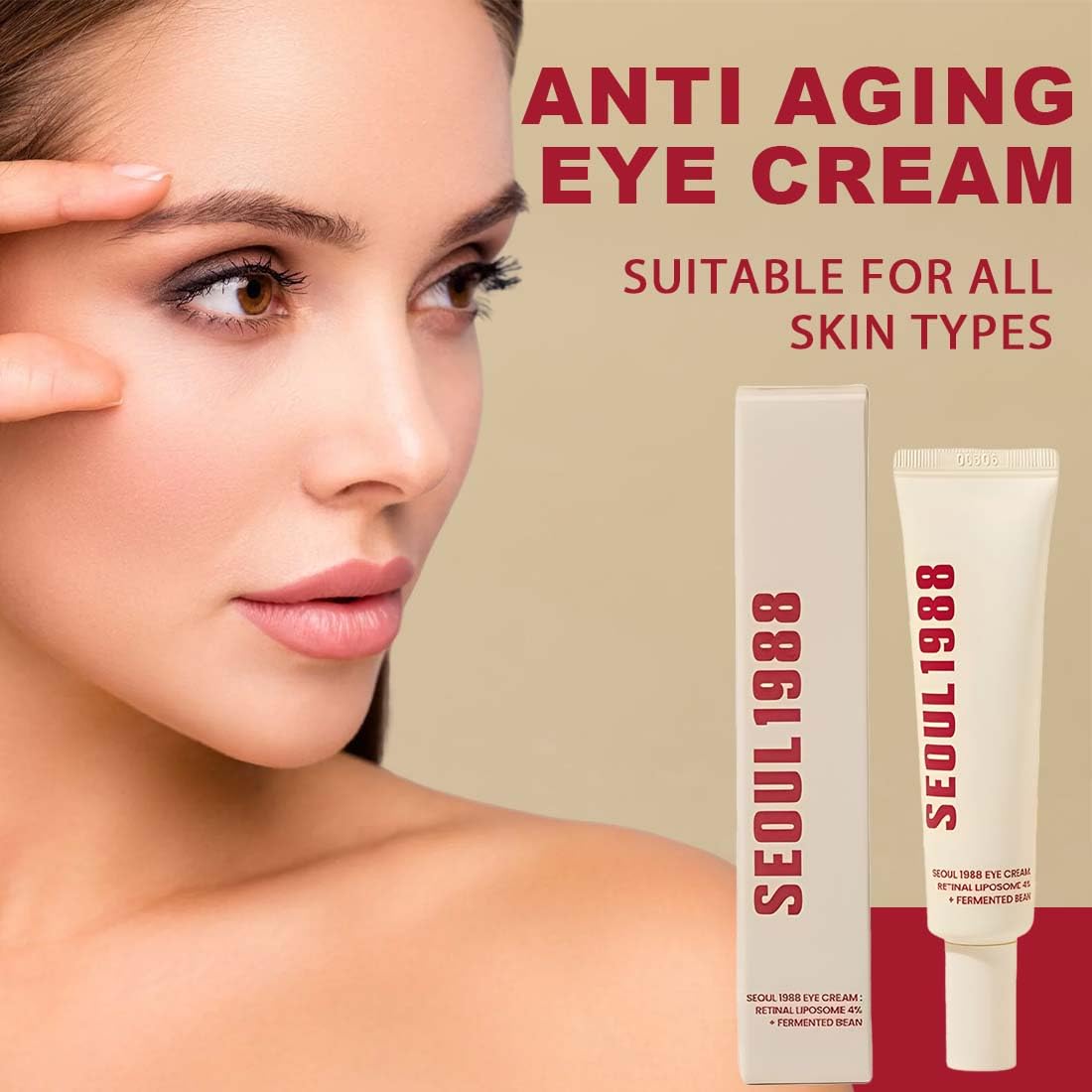 Before & After visible improvement of deep eye wrinkles and fine lines using SEOUL 1988 Anti-Aging Eye Cream.