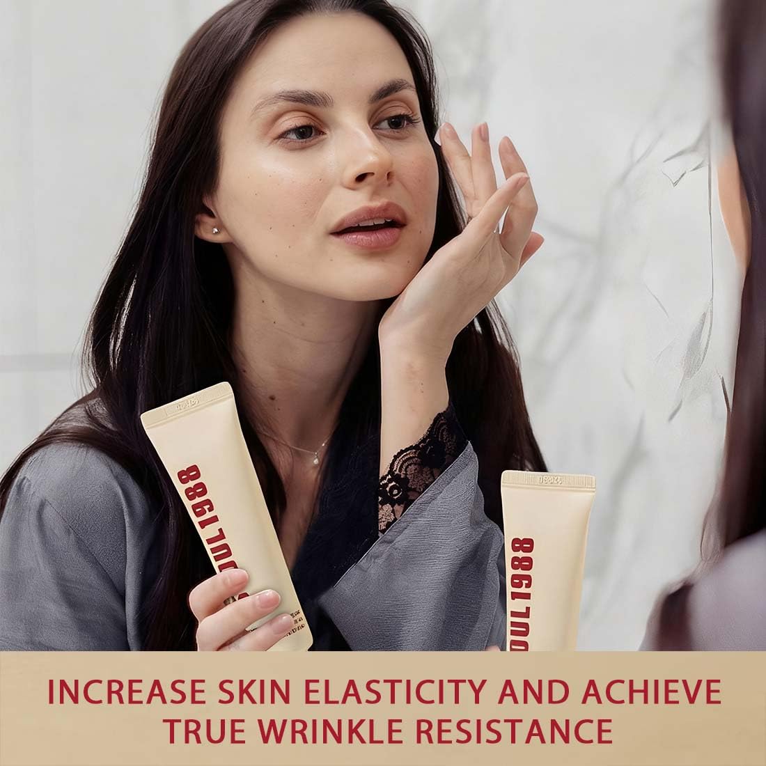 SEOUL 1988 Eye Cream benefit list for wrinkles, pigmentation, and skin texture, suitable for aging and mature skin.